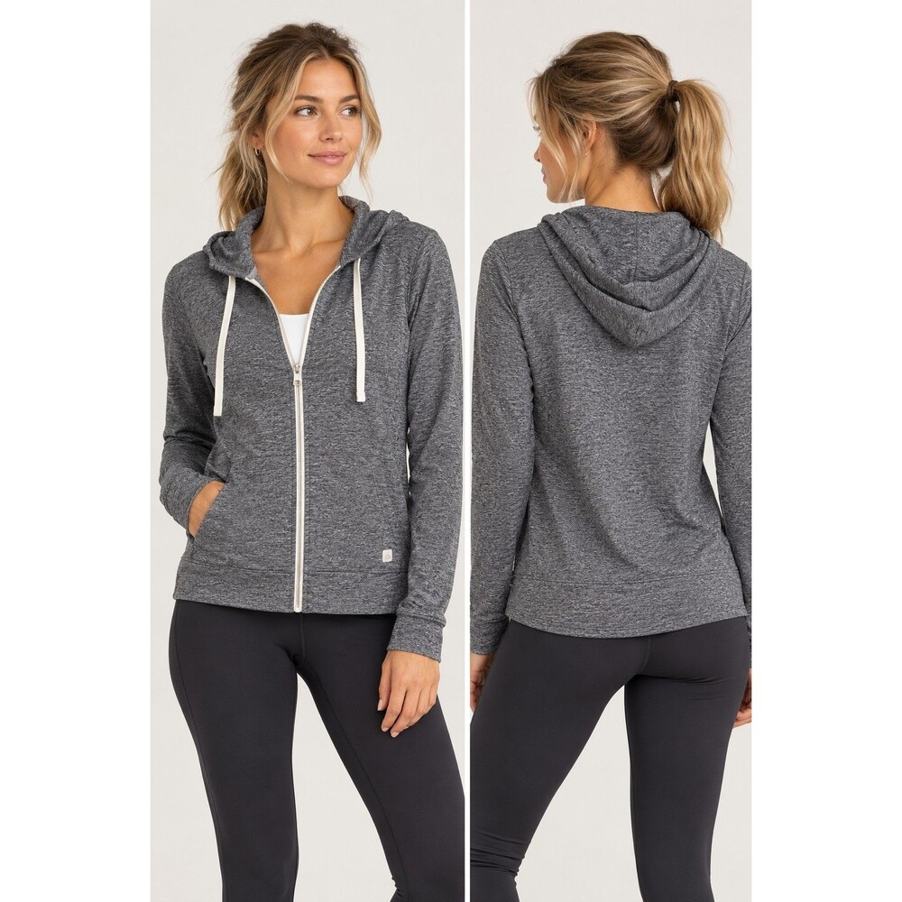 Vuori Halo Performance Hoodie Jacket Women’s L Gray Full Zip Stretch Athleisure